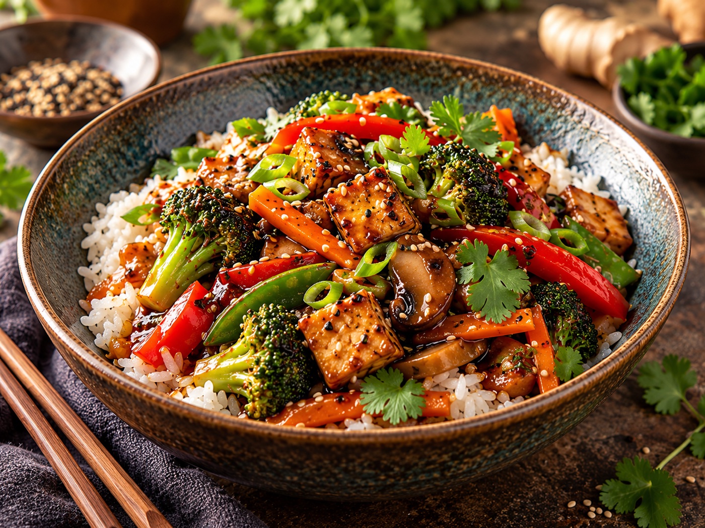 Vegane China-Wok-Sauce mit knackigem Gemüse