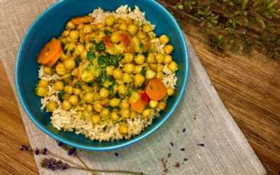 Chana Masala (Kichererbsen-Curry) mit Reis